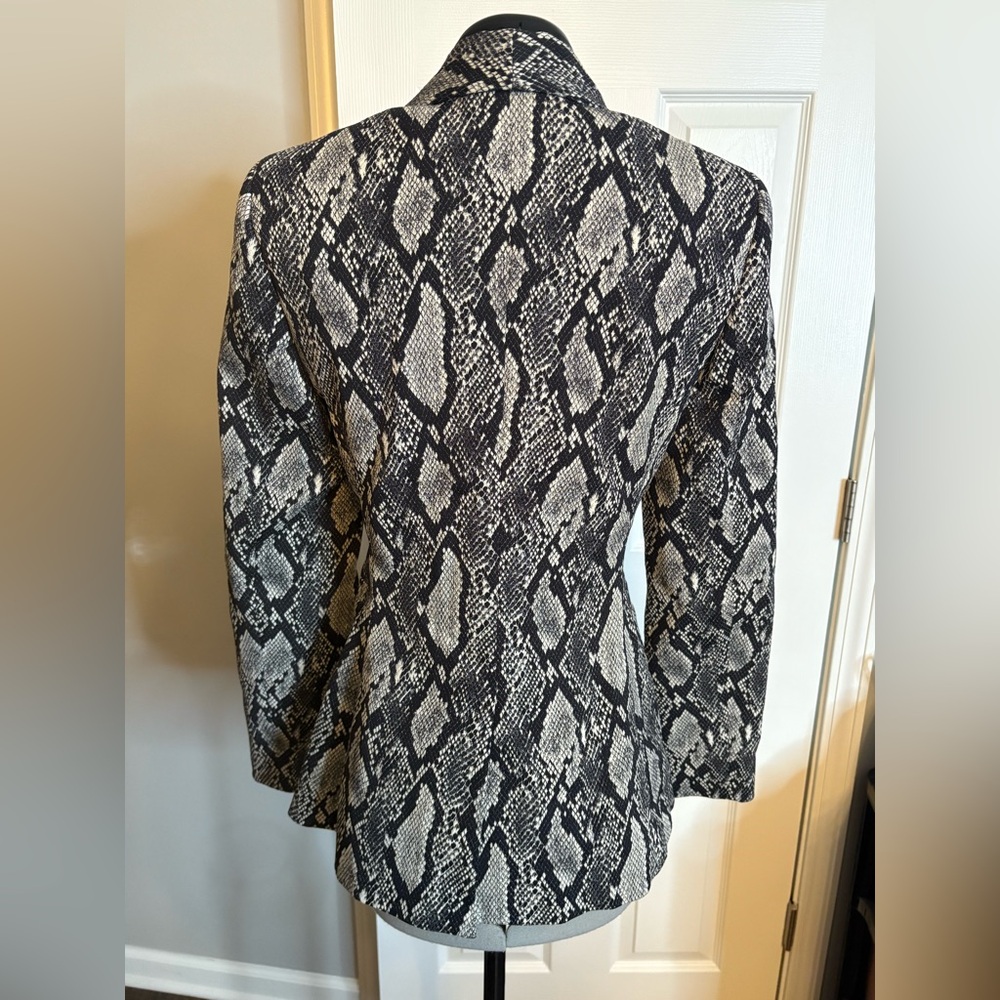 🌹ALICE + OLIVIA Snake-Print Cotton-Blend Blazer, Size 4 - Picture 5 of 6